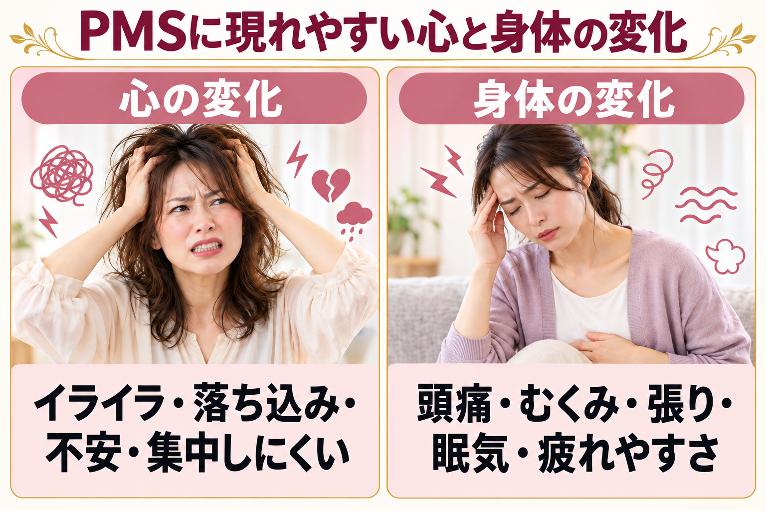 PMSに現れやすい心と身体の変化